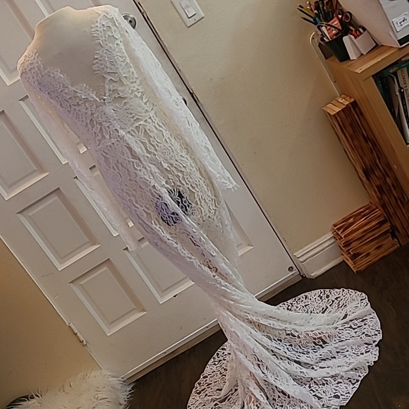 Elegant maternity photo shoot dress♤ white color♤ Vneck size XL - Picture 6 of 9